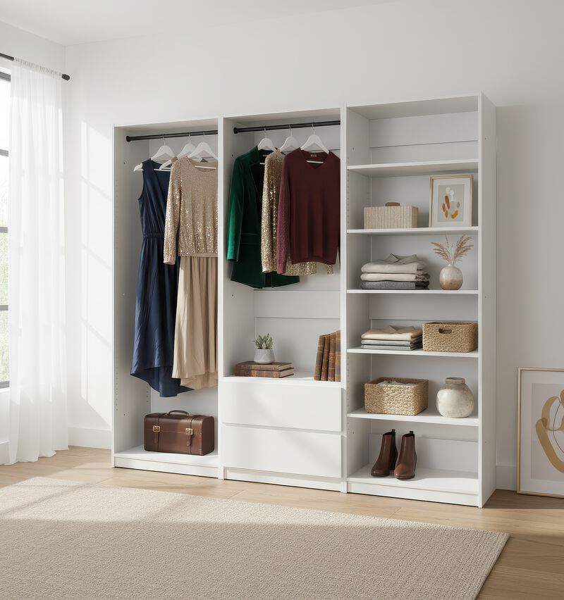 Prosper White Freestanding Walk in Wood Closet System