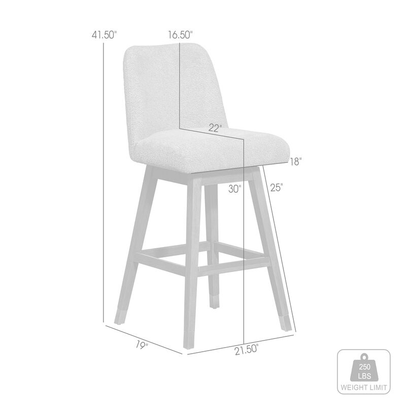 Swivel Bar Stool in Gray Oak Wood Finish with Gray Boucle Fabric image number 3