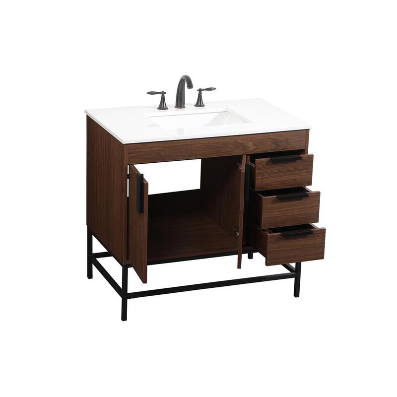 Elegant Kitchen and Bath 36 inch Single bathroom vanity in walnut