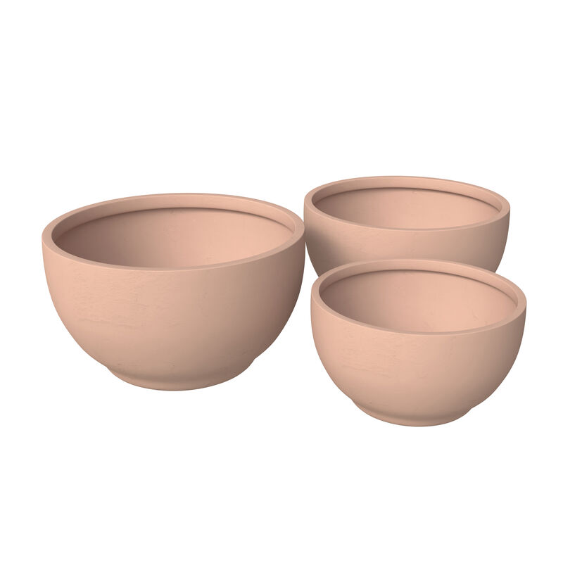 LeisureMod Grove Series Poly Stone Planter Set in Terracotta