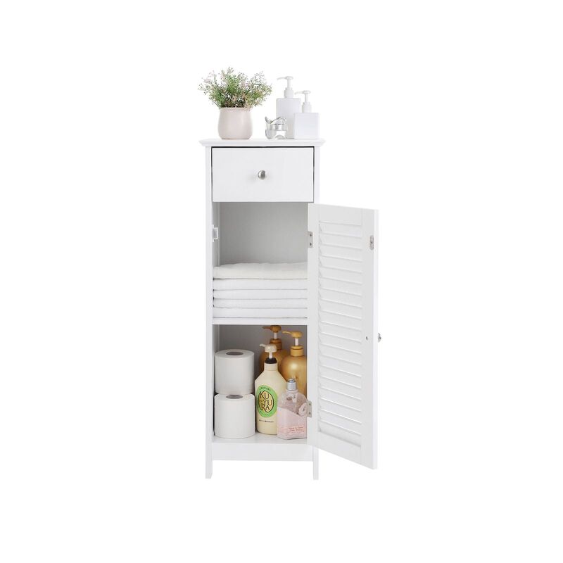 BreeBe White Narrow Floor Standing Cabinet for Bathroom