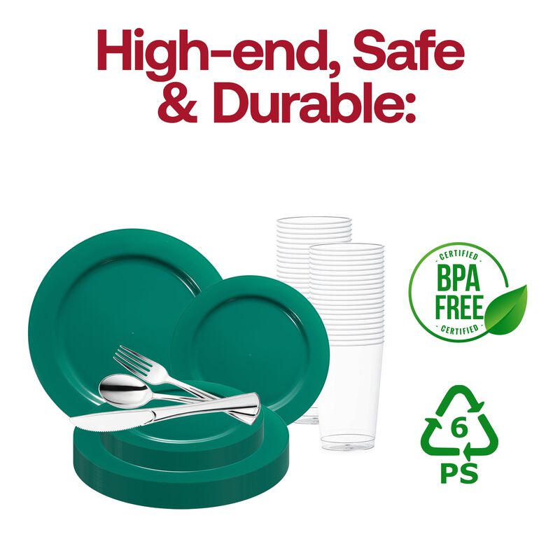 Solid Red Holiday Round Plastic Wedding Value Set (30 Sets) image number 4