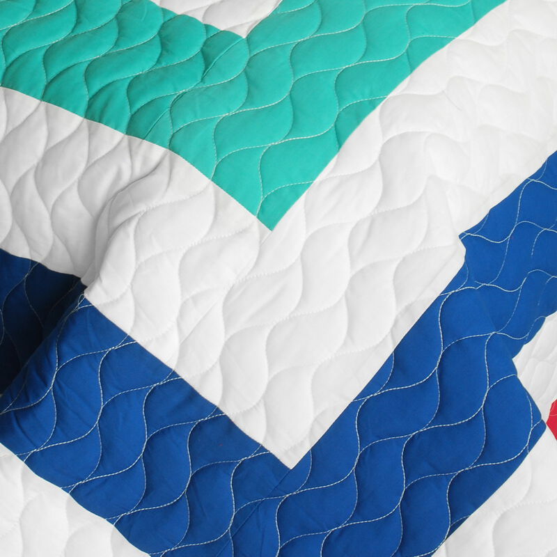 Quilted Patchwork Geometric Quilt Set Lightweight Cozy Bedding image number 2