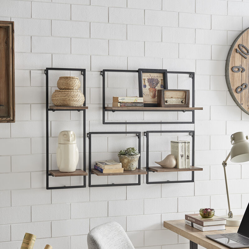 Framed Wall Art 4-Piece Modern Shelf Set with Metal Frame