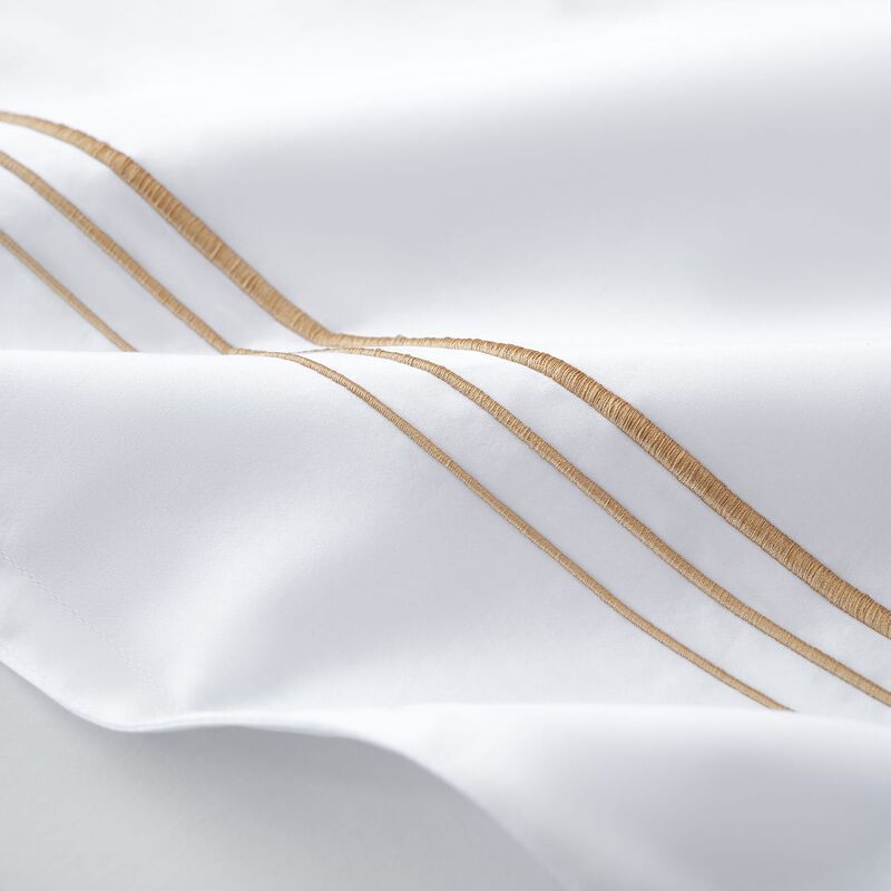 Border Embroidery Queen Gold Duvet Cover Set image number 2