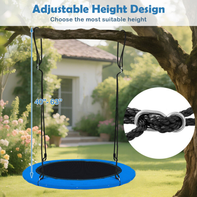 Hanging Round Saucer Swing with Lights – 40 Inch Outdoor Swing for Children & Grown-Ups