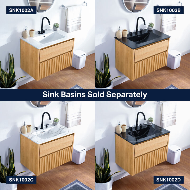 Sherwin 30" Slat Modern Coastal 2-Drawer Wall Mounted Bath Vanity Cabinet Only (Sink Basin Not Included) image number 6