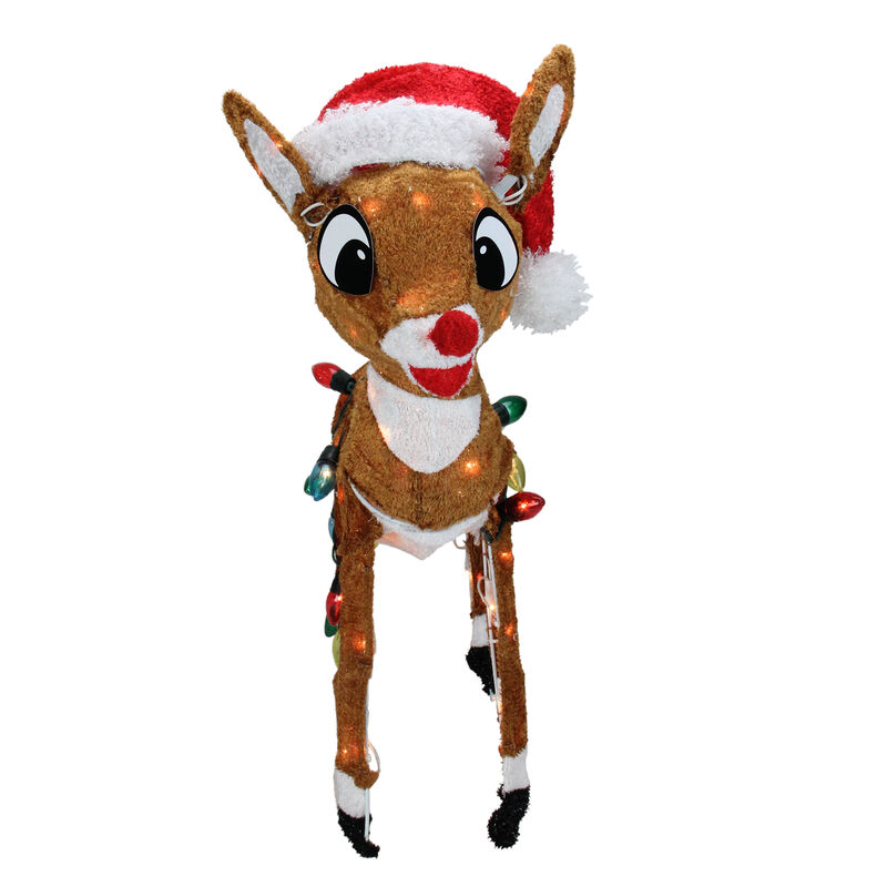 24" Lighted Rudolph with String Lights Christmas Outdoor Yard Decoration