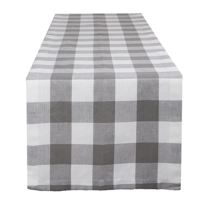 14" x 108" Gray and White Checkered Table Runner
