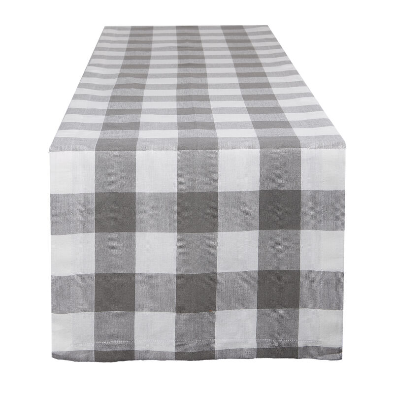 14" x 108" Gray and White Checkered Table Runner image number 1