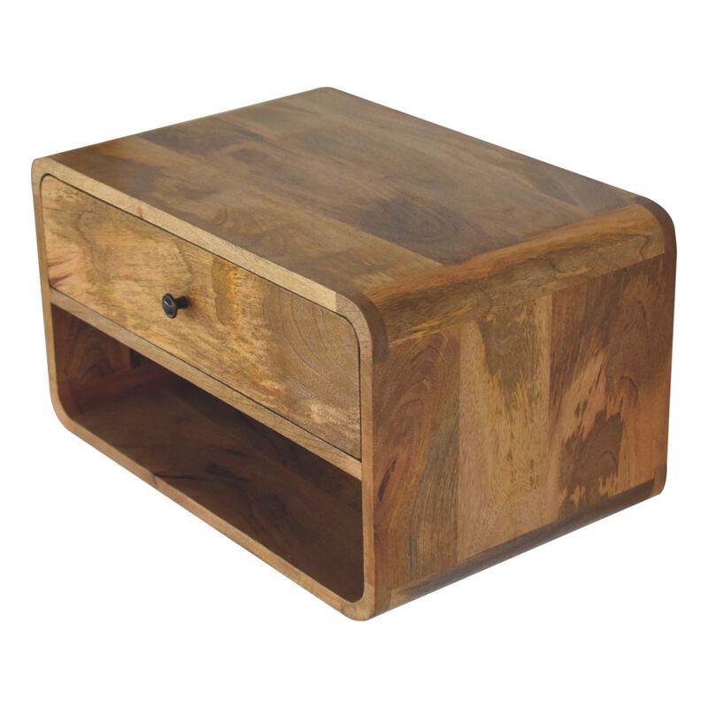 Artisan Furniture Solid Wood Large Floating Curve Open Slot Bedside