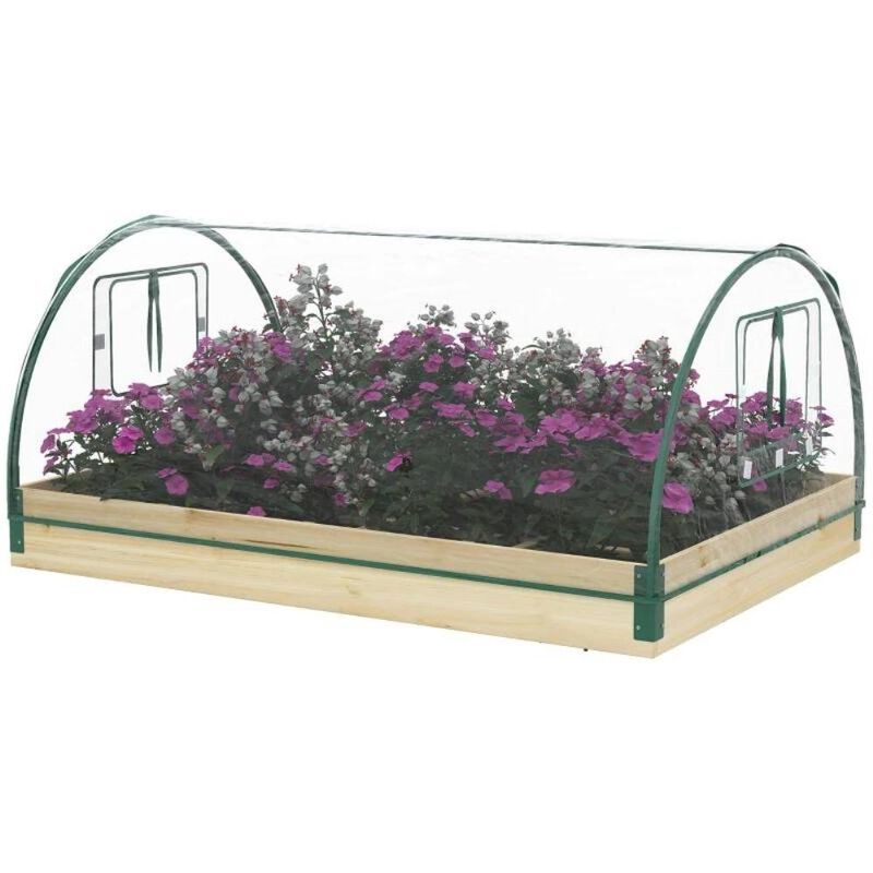 Hivvago Mini Raised Garden Bed Planter Box Greenhouse Combo with Clear PVC Cover