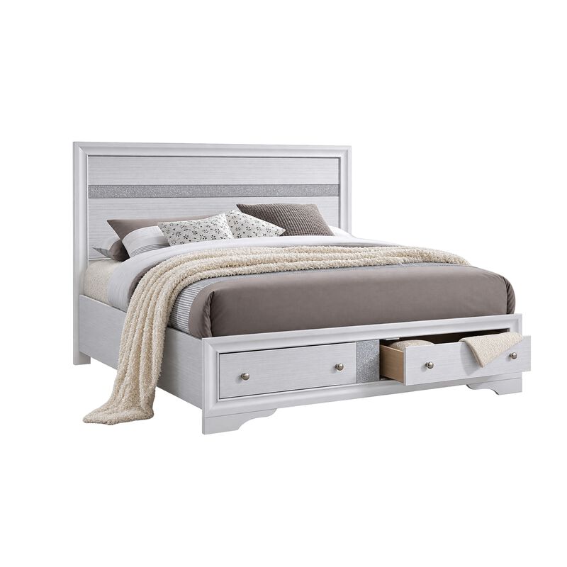 2pc King Bedroom Set, Storage White, Nightstand image number 5