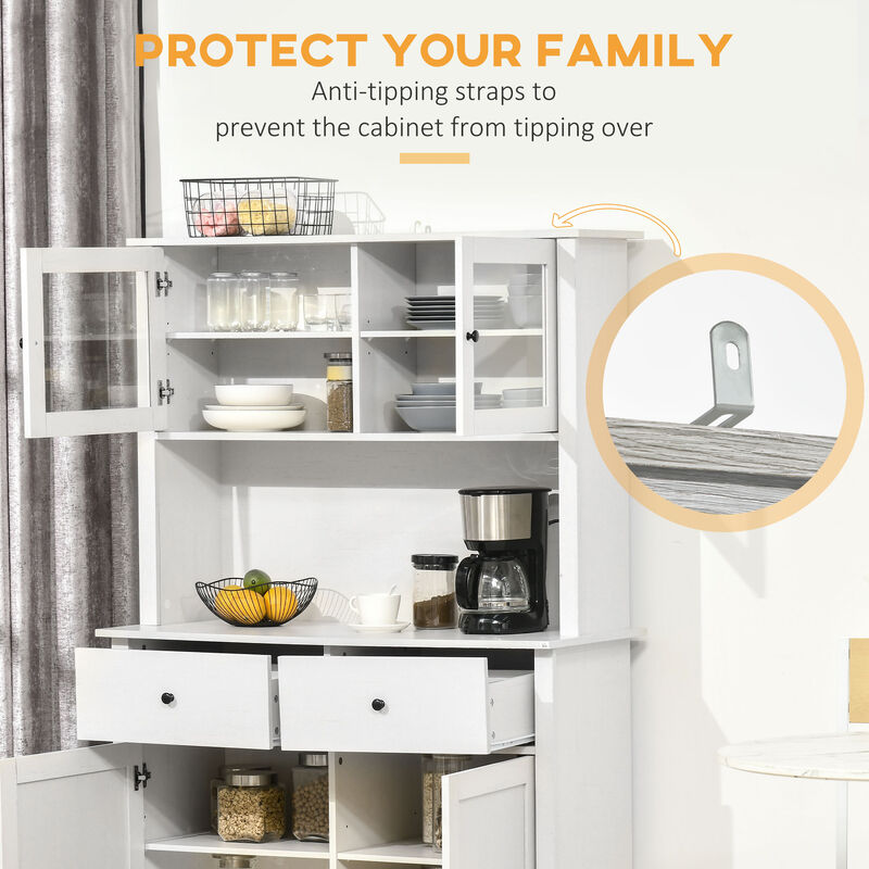 Hivvago Kitchen Storage Cabinet with Glass Doors and Drawers image number 6