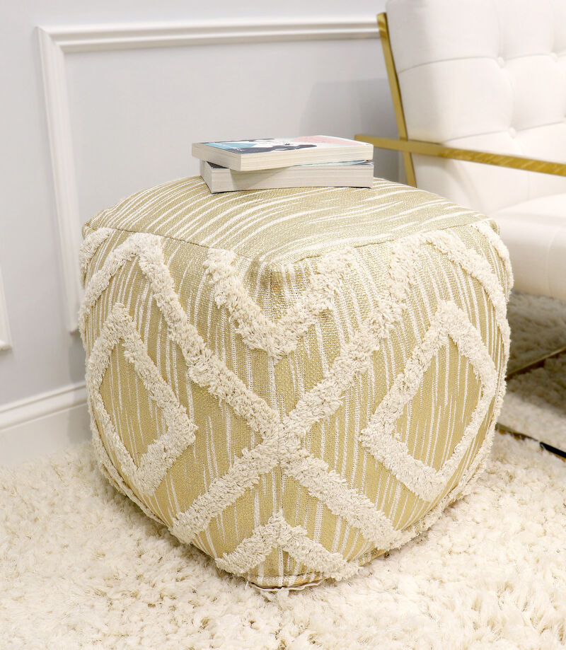 Pasargad Home Grandcanyon Cotton Shaggy Pouf image number 3