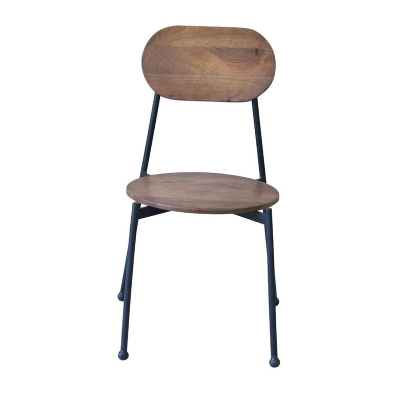 Metal and Wood King Louis Back Dining Side Chairs – Set of 2 Elegant Seats