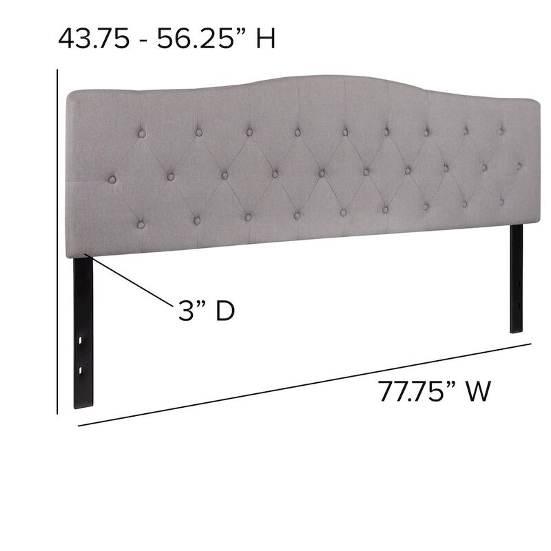 Flash Furniture Tufted Upholstered King Size Headboard in Light Gray Fabric image number 3