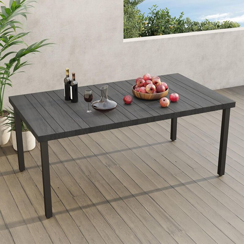 Mondawe 3-Section Iron Dining Table,Multi Functional Design,With Fixed Sunshade Umbrella Hole