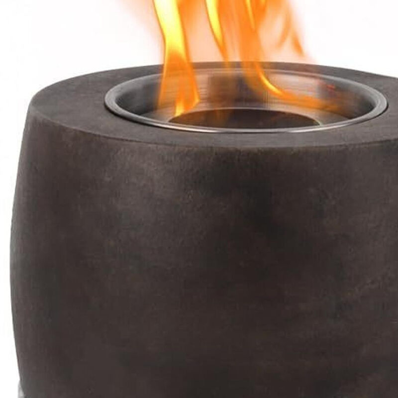 HomeRoots 5" Black And White Bioethanol Portable Tabletop Firepit image number 2