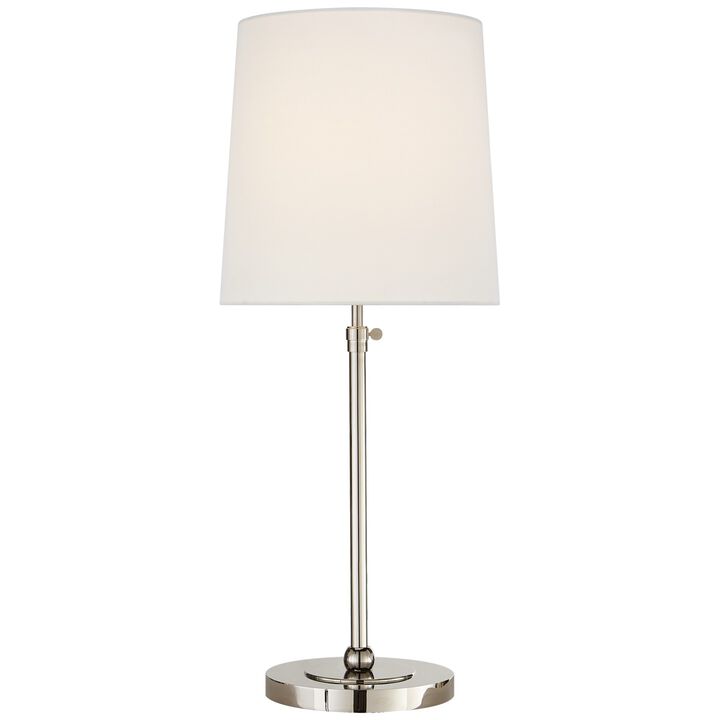 Bryant Large Table Lamp in Polished Nickel with Linen Shade