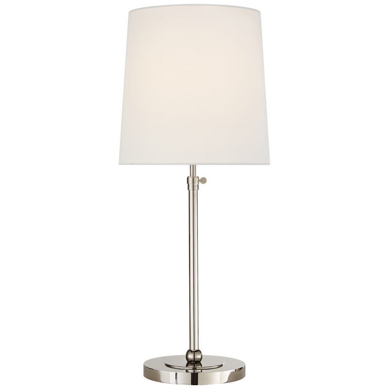 Bryant Large Table Lamp in Polished Nickel with Linen Shade