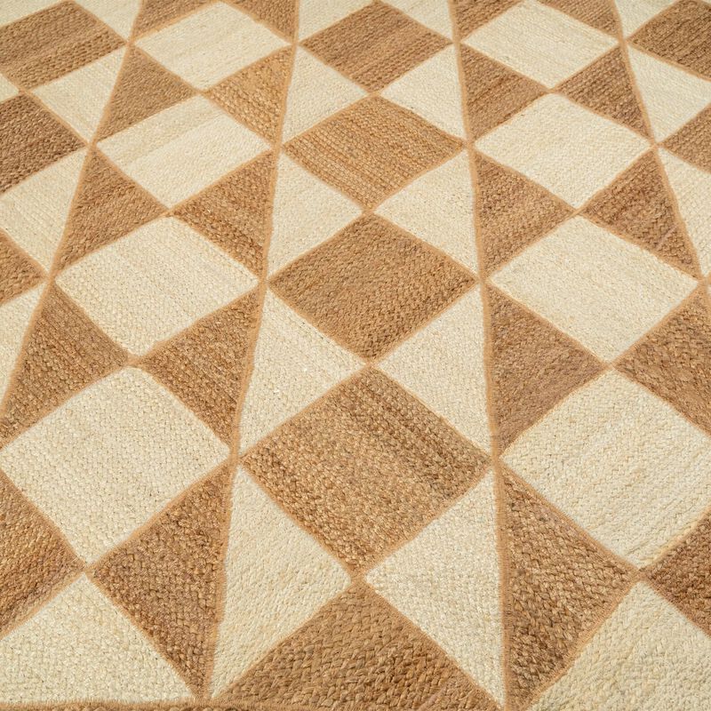 Hand Woven Two Tone Geometric Jute Carpet image number 4