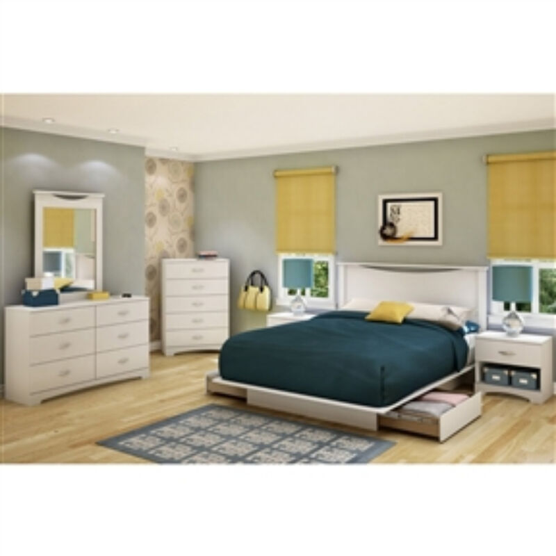 Modern Platform Bed Frame with 2 Storage Drawers for Bedroom Organization