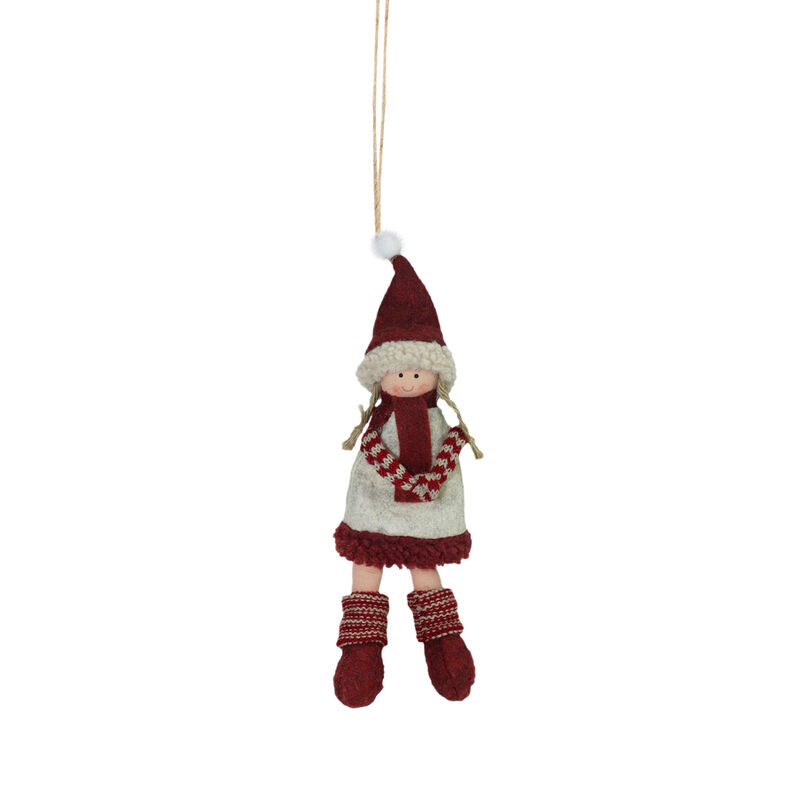4ct Red and Gray Girls with Scarves Christmas Doll Ornaments 12" image number 2
