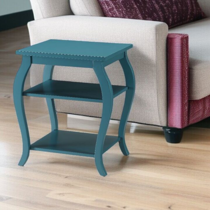 Decorative Side Table &ndash; Square Accent Table with Bow Legs and Pop of Color