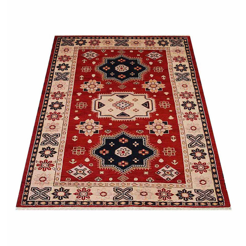 RUGSOTIC CARPETS HAND KNOTTED WOOL & SILK ECO-FRIENDLY ORIENTAL AREA RUGS  - Rectangle Shape, Classic Oriental Traditional , Low Pile Handmade Area Rugs (AF0104) image number 2