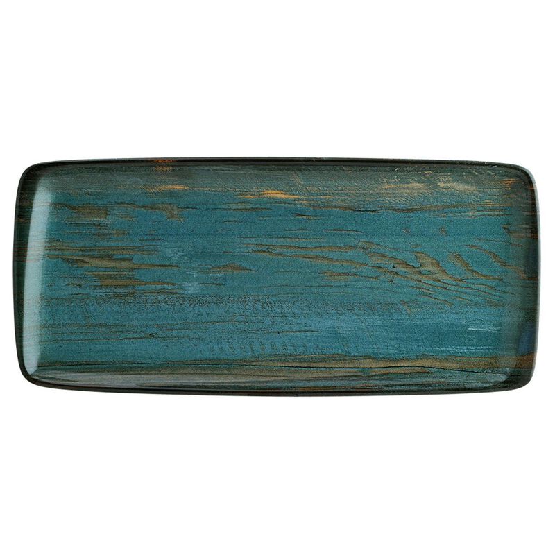 Madera 13.5" x 6" x h:0.75" Rectangular Decorated Porcelain Platter