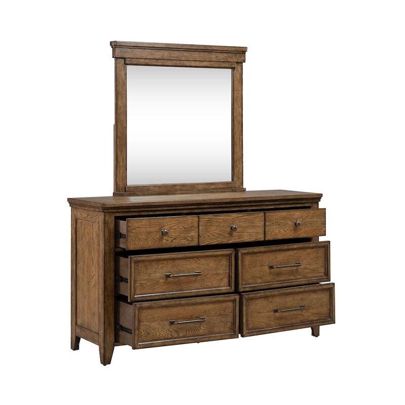 Liberty Furniture Carolina Park Bedroom Dresser & Mirror Set Transitional - Amber Brown image number 5