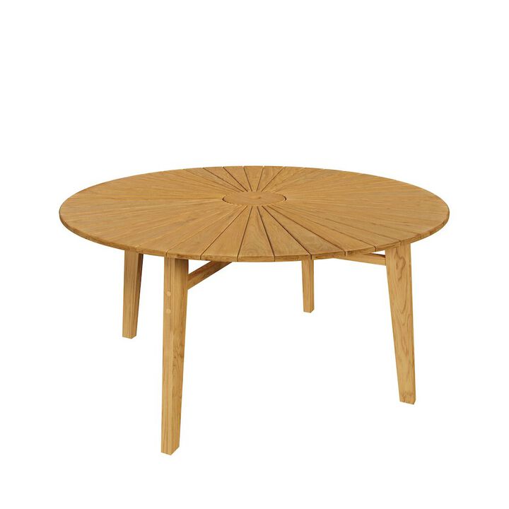 Cielo 59" Sunburst Outdoor Patio Teak Dining Table