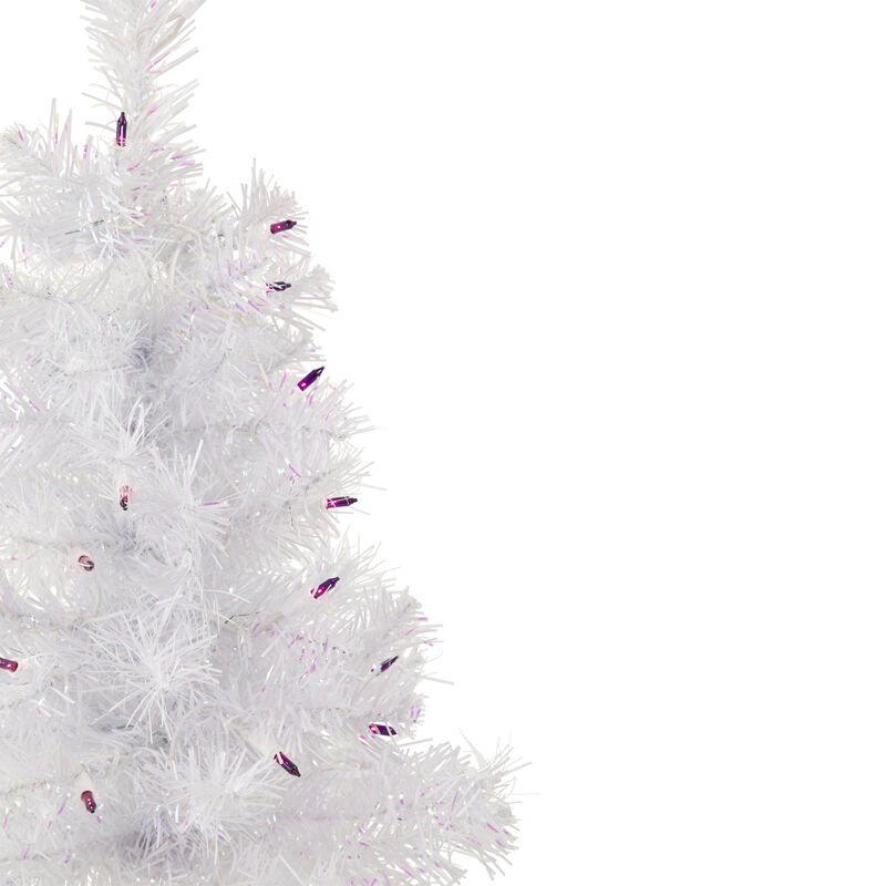 2' Pre-lit Rockport White Pine Artificial Christmas Tree  Purple Lights