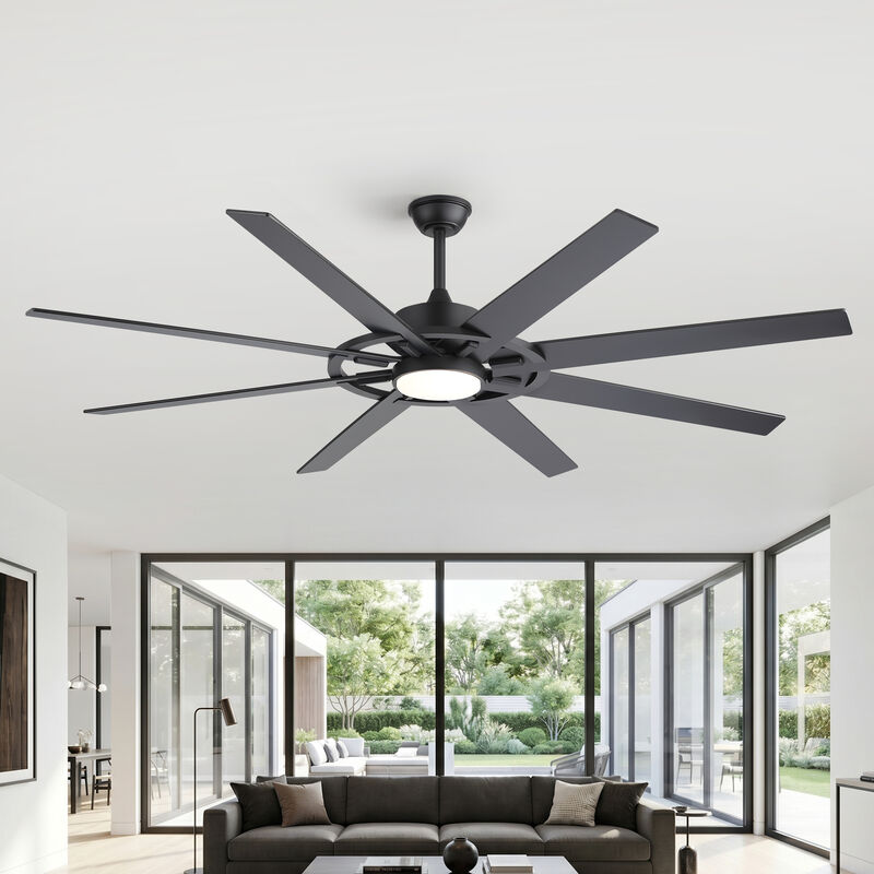 Breezary 72" LED Ceiling Fan with Light, 8 Blade, 6 Speed Reversible, High Airflow Indoor Fan image number 7
