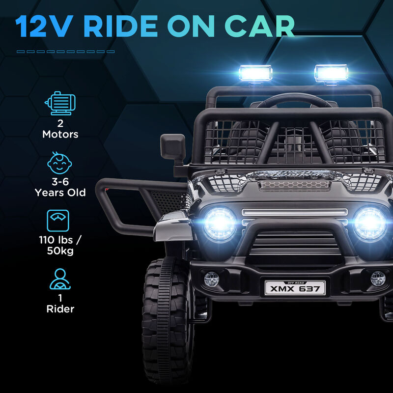 BreeBe 12V Ride on Car, Ride on Truck w/ Remote, 4 Suspension Wheels, 3 MPH Max Speed, Music, Horn & Lights image number 3
