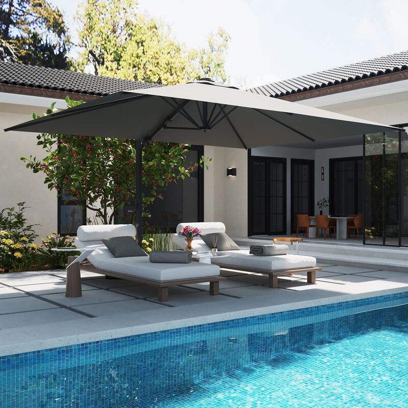 MONDAWE 13ft Square Solar LED Cantilever Patio Umbrella for Outdoor Shade