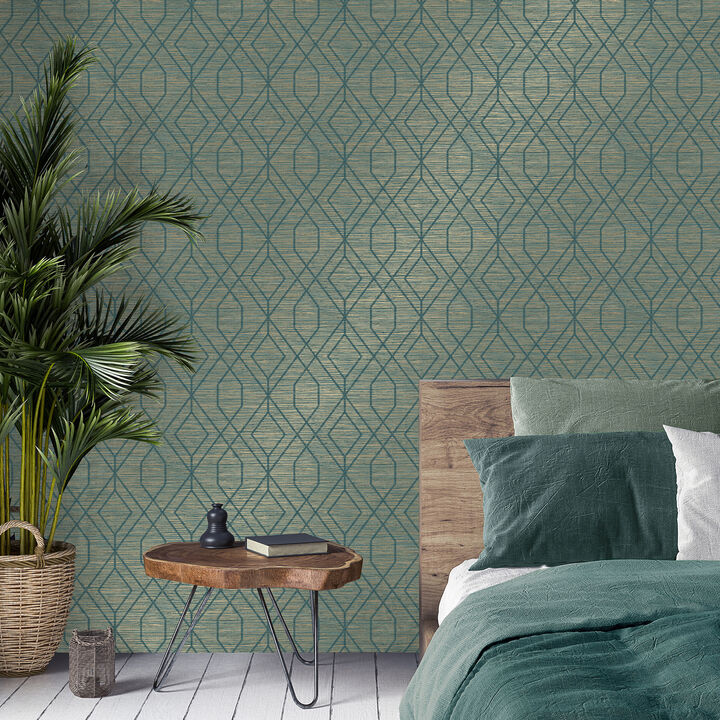 Fusion Teal Trellis Wallpaper (Set of 2)