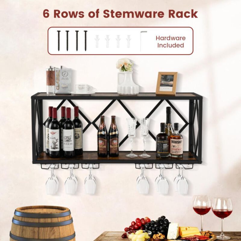 Hivvago Wall Mounted Wine Rack for 39 Bottles and 12 Glasses