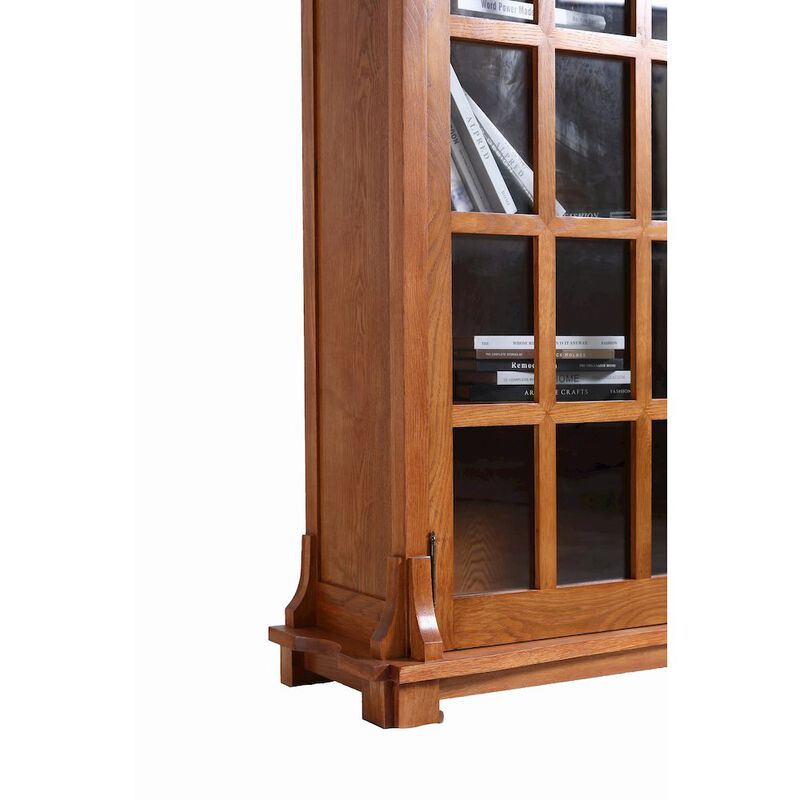 Crafters and Weavers Mission Solid Oak Double Door Bookcase