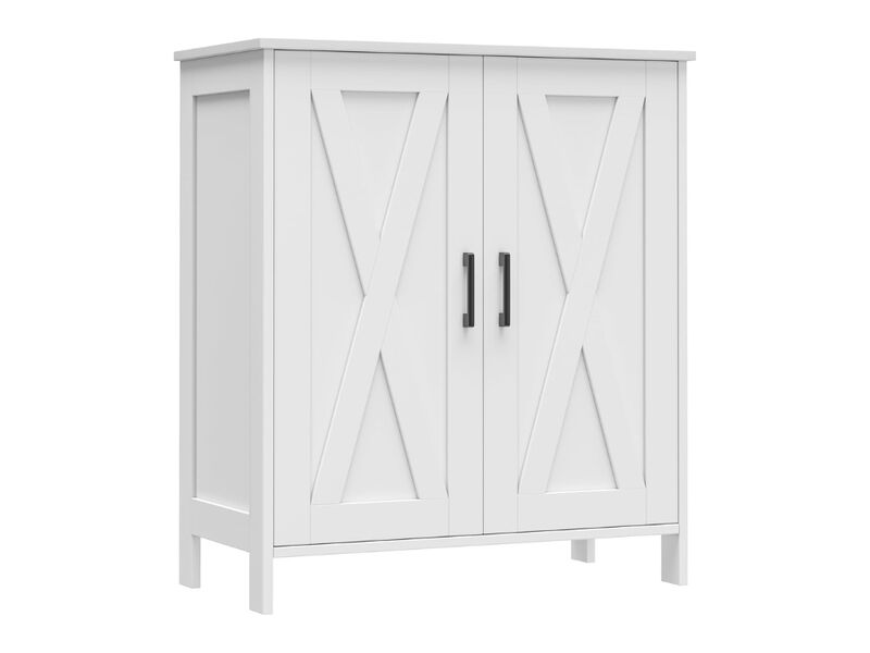Entryway Wood Shoe Storage Cabinet 5 Tier Adjustable Shelves Closet White image number 0