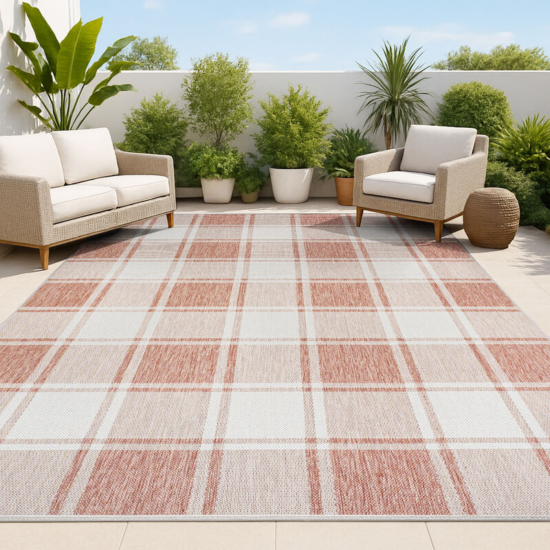 Sabine Traditional Farmhouse Bold Gingham Indoor/Outdoor Area Rug