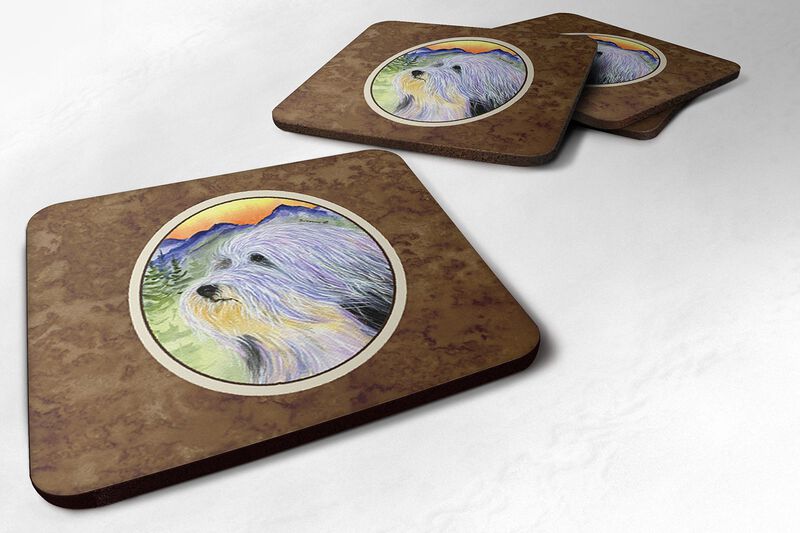 Caroline's Treasures SS8244FC Bearded Collie Foam Coasters (Set of 4), 3.5 H x 3.5 W, Multicolor image number 0