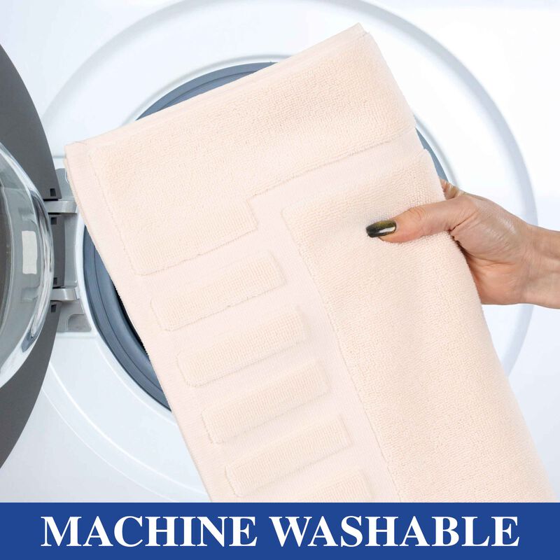 Modern Absorbent Cotton Bath Mat Set of 2 with Washable Fabric image number 3