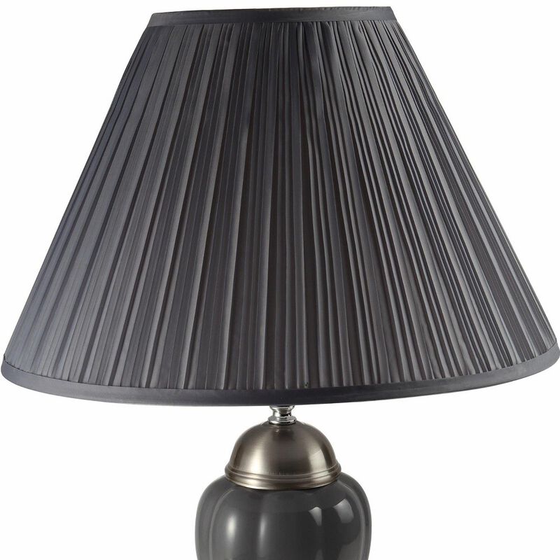 HomeRoots 27" Gray and Silver Metal Urn Table Lamp With Gray Empire Shade image number 2
