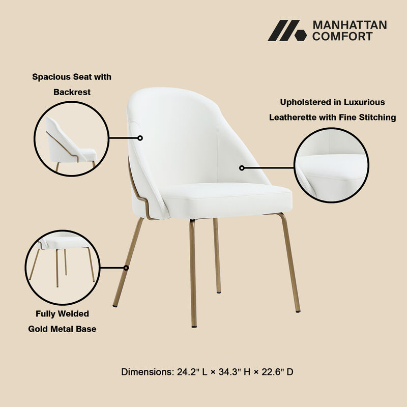 Gracie Dining Chair in White and Gold