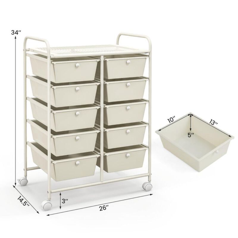Hivvago 10-Drawer Rolling Storage Cart