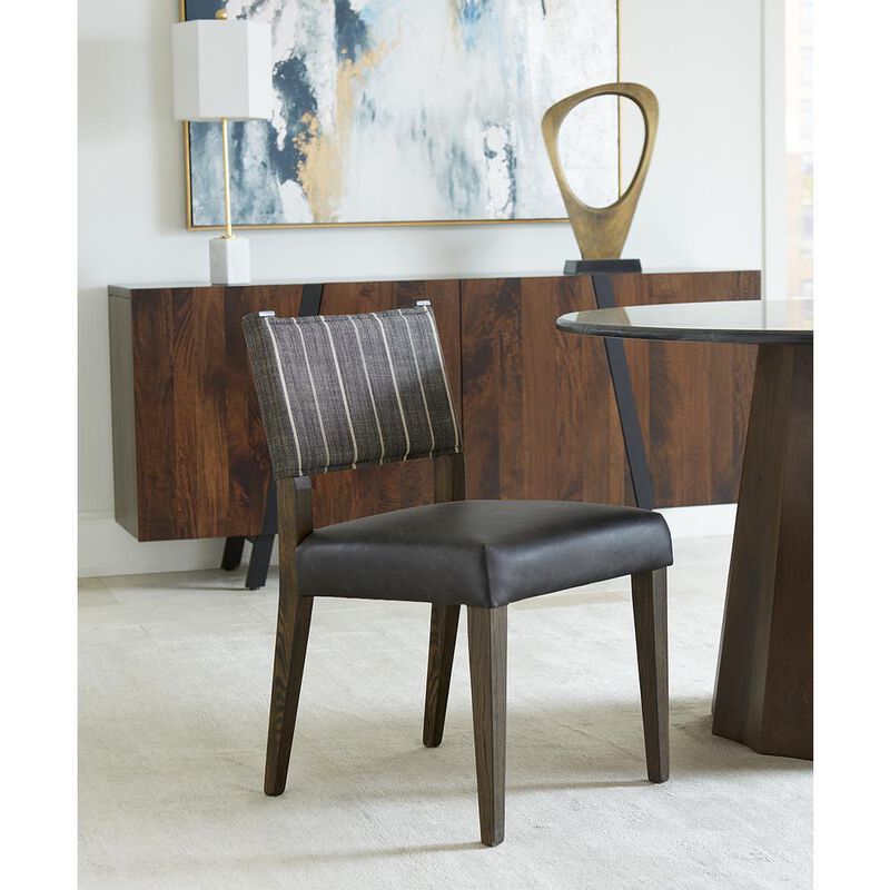 World Interiors Lila Dining Chair in Black Leather and Linen image number 7
