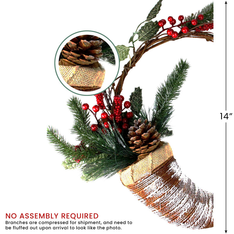 Frosted Cornucopia Artificial Christmas Wreath - 14-Inch  Unlit image number 4