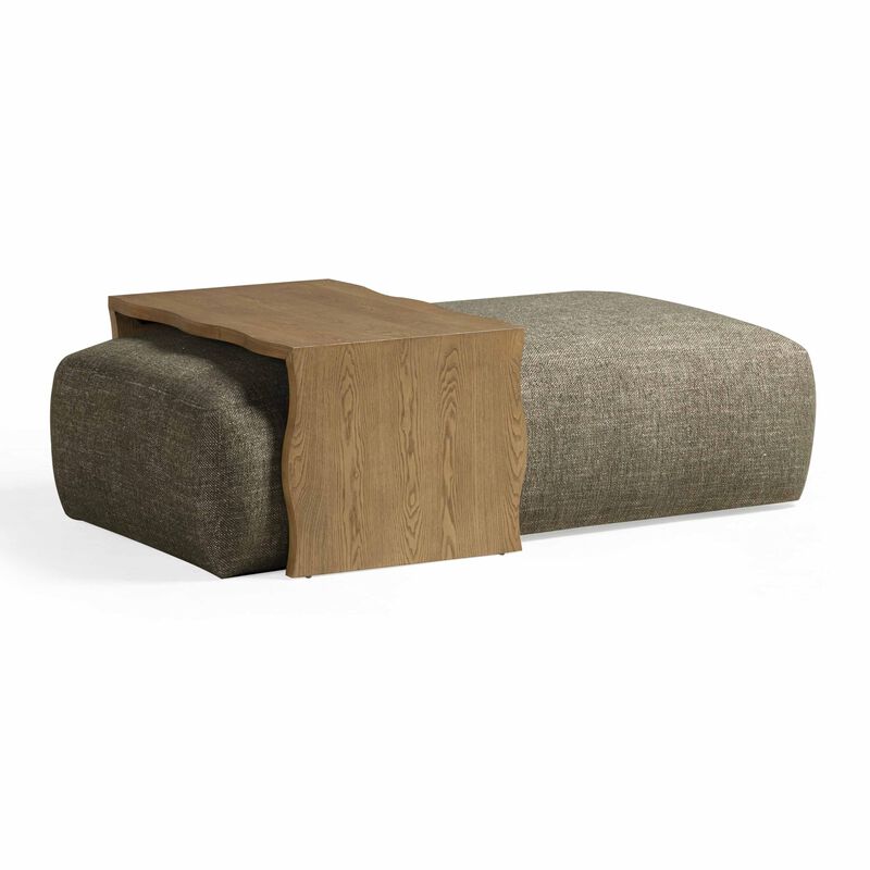 Tov Furniture Spencer Performance Basketweave Ottoman with Bridge Table (Green) image number 0